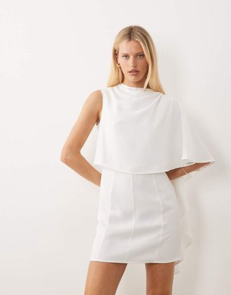 Vero Moda Vestito corto bianco con drappeggio sulle spalle