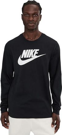 Nike Sportswear Long Sleeve T-Shirts Icon Futura Mens Workout Black/White : 2XL, Cotton