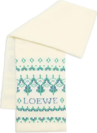 Loewe Sjaal verfraaid met patroon - Wit