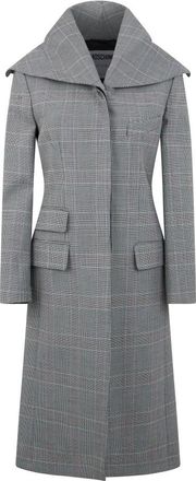 Moschino Lange grijze elegante jas van zachte stof - Dames - Mantel - Grijs - M - Wol - Jassen