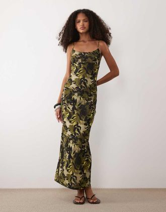 A|X Armani Exchange Vestito lungo verde con stampa
