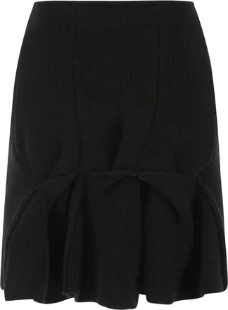 Bottega Veneta Womens Black Wool Blend Skirt 1000 Exterior: Polyester Gonne