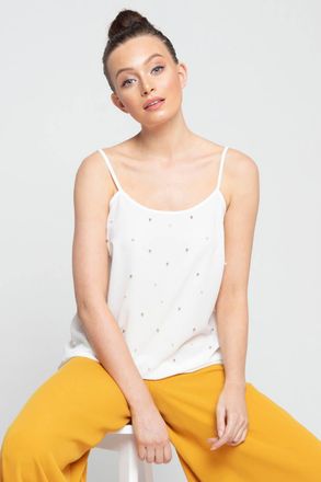 Roman Pearl Embellished Camisole Top