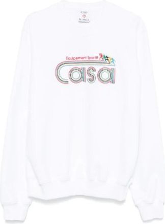 Casablanca Sportief Sweatshirt met Ronde Hals en Lange Mouwen - Heren - Sweatshirts - Wit - M - Katoen - Hoodies & sweatvesten
