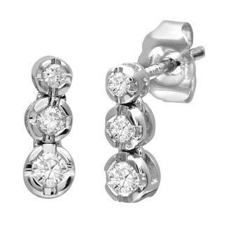 Diamant L'&eacute;ternel Womens 9ct White Gold 0.15ct Diamond Trilogy Earrings - One Size