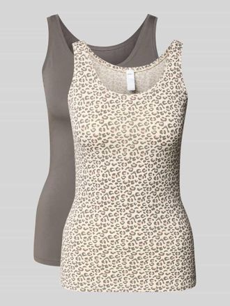Skiny Skiny Slim Fit Top mit Allover-Animal-Print im 2er-Pack in Beige, Gr&ouml;&szlig;e 36