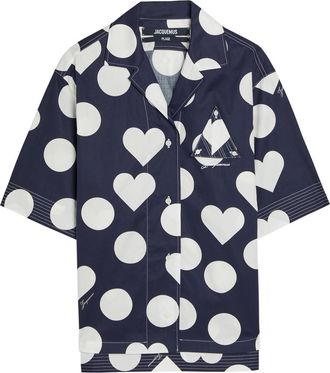 Jacquemus La Chemise Marin Polka dot Cotton-poplin Shirt - Navy - 38 (UK10 / S)
