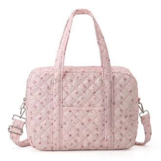 Generic Quilted Embroidery Handbag Large Capacity Padding Shoulder Bag Floral Printed Quilting Tote Handbag Mommy Trip Storage Bag (Style 1)