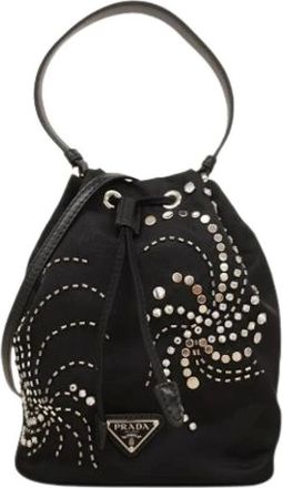Prada Pre-owned Bucket Bags, female, Black, Size: ONE SIZE Pre-owned Vintage Nylon Bucket Bag