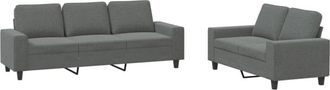 vidaXL Juego De Sof&aacute;s 2 Piezas Tela Gris Oscuro Vidaxl