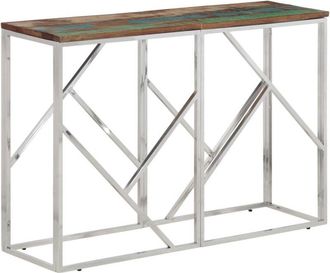 vidaXL Vidaxl - Console Table Silver Stainless Steel and Solid Wood Reclaimed