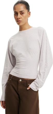 Cotton On Womens Blair Batwing Long Sleeve in Madi Stripe Babydoll Grey at Nordstrom, Size Xx-Small