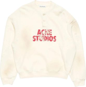 Acne Studios Fleece logo sweatshirt - Dames - Sweatshirts - Wit - L - Katoen - Hoodies & sweatvesten