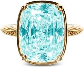 Sterling Forever Elongated Cushion Statement Ring in Gold/teal at Nordstrom, Size 7