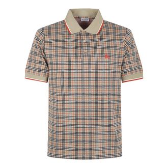 Burberry Polo Shirts, male, Pink, Size: XL Pelham Check Knit Polo Shirt