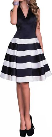 Jovani Cap Sleeve Fit And Flare Satin Cocktail Dress In Black Ivory