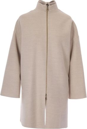 Fabiana Filippi Single-Breasted Coat - Dames - Mantel - Beige - S - Wol - Jassen