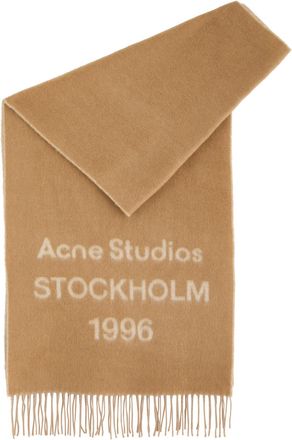 Acne Studios Venus 1996 Logo-intarsia Wool Scarf - Camel - One Size