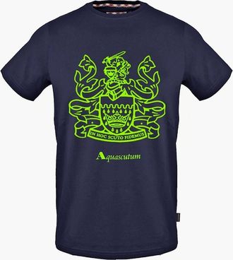 Aquascutum Mens Graphic Crew Neck Short Sleeve Jersey T-Shirt - Navy - Size: 2X large