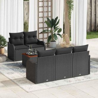 vidaXL Vidaxl - Conjunto De Sof&aacute; De Jard&iacute;n Manual 6 Pcs Negro 55 X 55 X 37 Cm