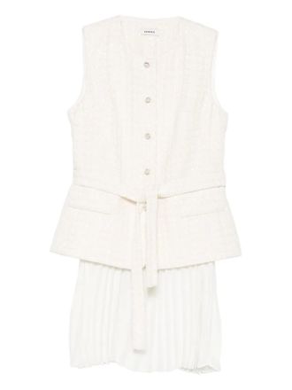 Sandro sequin-embellished pleated mini dress - women - Polyester/Polyester - 38 - Neutrals