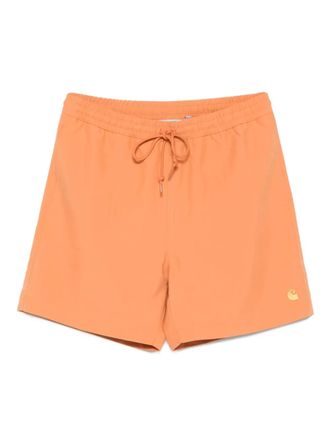 Carhartt Work in Progress drawstring-waist embroidered-logo swim shorts - men - Polyester/Polyester - S - Orange