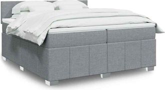 vidaXL Vidaxl - Cama Box Spring Con Colch&oacute;n Tela Gris Claro 200x200 Cm