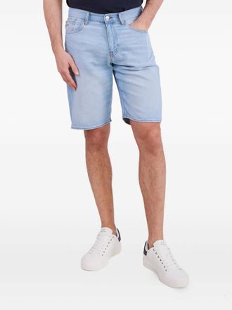 A|X Armani Exchange logo-patch denim shorts - men - Linen/Flax/Cotton/Lyocell - 29 - Blue