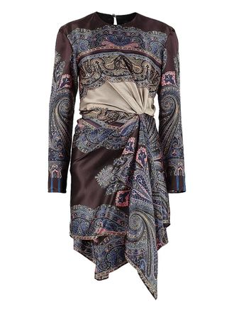Etro draped asymmetric mini dress - Blue