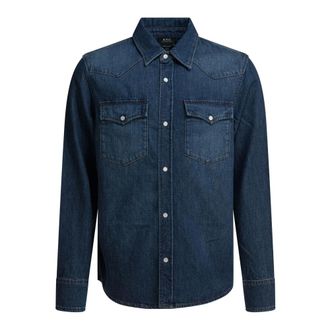 A.P.C. A.p.c., Heren, Overhemden, Blauw, Maat: M Katoen