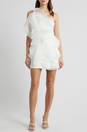 Acler Cotwall One-Shoulder Minidress in Ivory at Nordstrom, Size 10