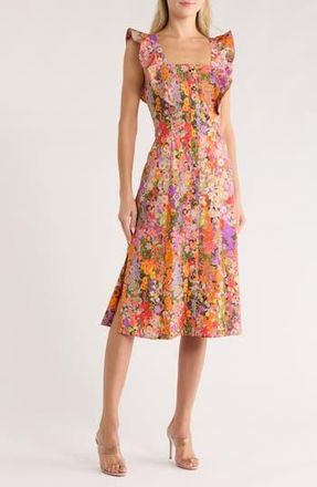 Hutch Ruffle Trim Sheath Dress in Wildflower Clusters at Nordstrom Rack, Size Xx-Small