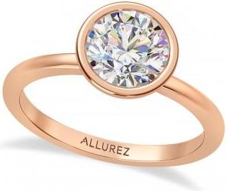Allurez Round Lab Grown Diamond Bezel Engagement Ring 14K Rose Gold (1.50ct)