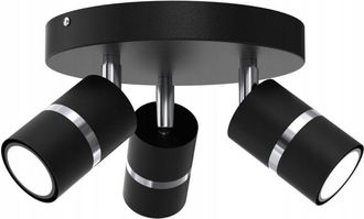 OEM L&aacute;mpara De Techo Led, Orientable, 3x Gu10, Cromo Negro