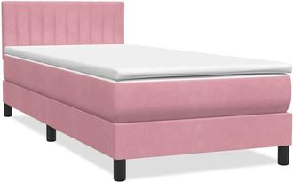 vidaXL Cama Box Spring Con Colch&oacute;n Y Led Terciopelo Rosa 90x210 Cm Vidaxl