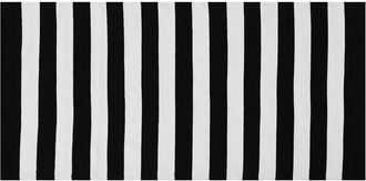 Beliani Alfombra De Tela Blanca Y Negra 80 X 150 Cm Dise&ntilde;o De Rayas Para Interiores Y Exteriores Estilo Moderno Tavas