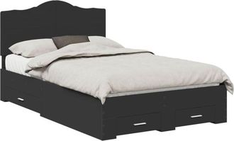 vidaXL Bed Frame with Headboard Black 120 x 190 cm Engineered Wood vidaXL
