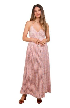 Pinkblush Floral Pleated Back Cutout Maxi Dress in Light Pink at Nordstrom, Size Medium