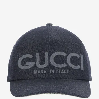 Gucci 812838 Laser-Etched Logo Denim Baseball Cap - Navy