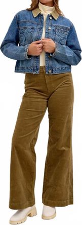 Judy Blue High Waist Corduroy Retro Wide Leg Bottoms In Olive