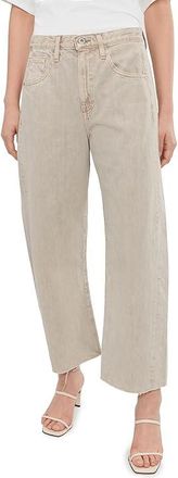 AG - Adriano Goldschmied Hattie High-Rise Crop Barrel in Sulfur Light Taupe Womens Jeans Sulfur Light Taupe : 27 26.5, Cotton