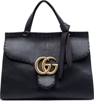 Gucci Pre-owned Gucci Small GG Marmont Grained Calfskin Top Handle Satchel Ladies F6FFCNIRZDPZD0N5
