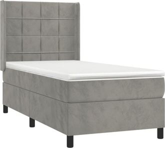 vidaXL Vidaxl - Cama Box Spring Con Colch&oacute;n Terciopelo Gris Claro 90x190 Cm