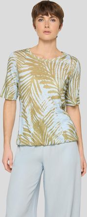 Rabe Kurzarmshirt RABE, Damen, Gr. 36, himmelblau, Jersey, Obermaterial: 50% Baumwolle, 50% Viskose, gebl&uuml;mt, gemustert, tailliert h&uuml;ftbedeckend, Rundhals,