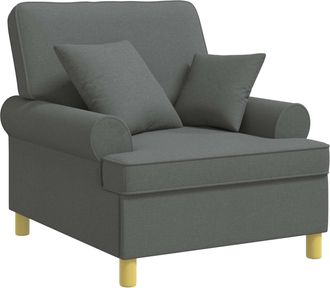 vidaXL Sill&oacute;n Xl Con Cojines Gris Oscuro Tela Vidaxl