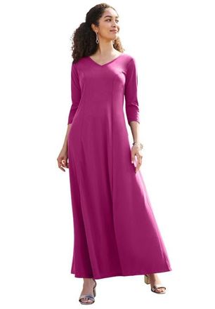 Jessica London Double-V Maxi Dress in Raspberry at Nordstrom, Size 30