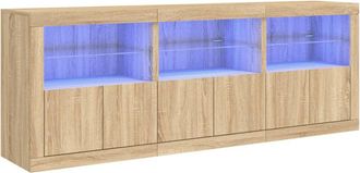 vidaXL Vidaxl - Aparador Con Luces Led Roble Sonoma 181,5x37x67 Cm