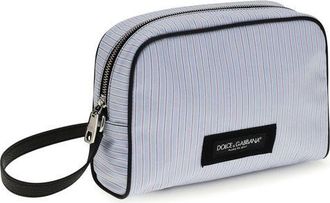 Dolce & Gabbana Mens Striped Cotton Poplin Card Case Blue Calf Leather Cases