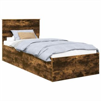 vidaXL Estructura De Cama Con Cabecera Roble Ahumado 100 X 200 Cm Vidaxl