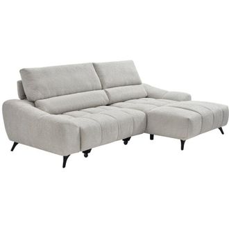 Vente-Unique Divano angolare destro relax con seduta scorrevole in tessuto beige - ELOSIA